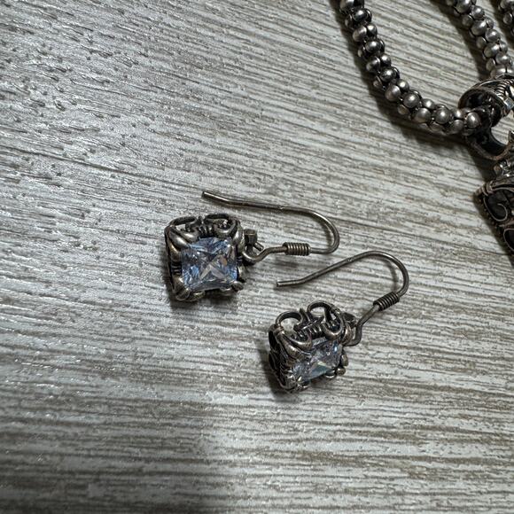 Vintage Silpada 925 Sterling Silver Necklace Uptown Pendant Ring Earrings Set - Picture 11 of 11